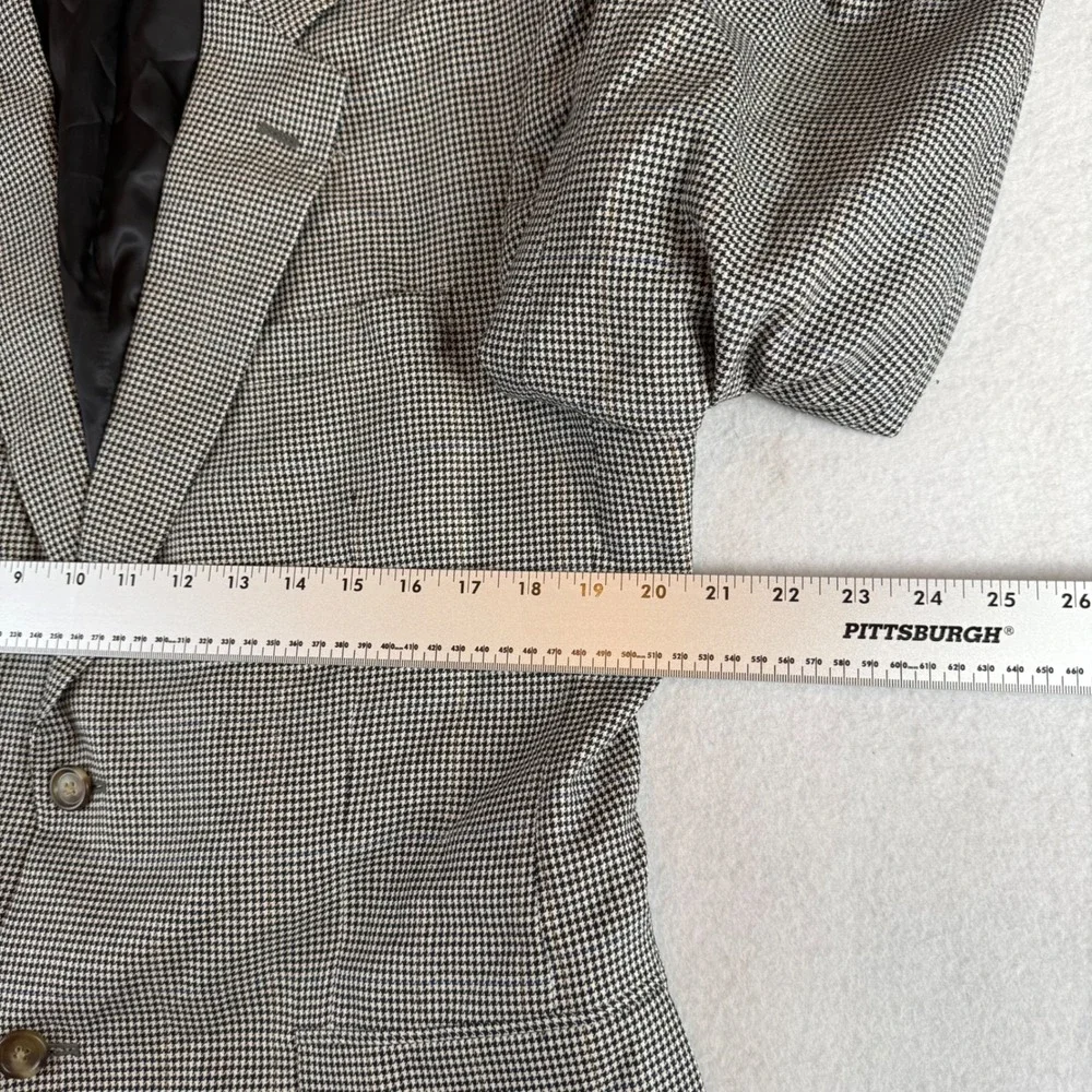 Jos A Bank Mens 42S Silk Wool Houndstooth Blazer Sport Coat Tan Black Blue